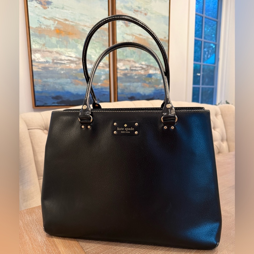 Black leather kate spade tote purse